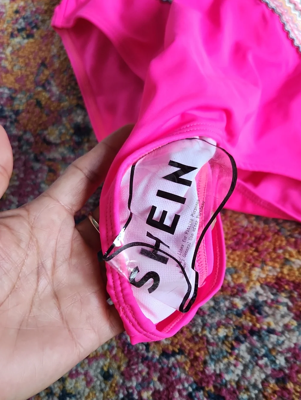 Shein Hot Pink Two-Piece Bikini Set with Chevron Trim XL
